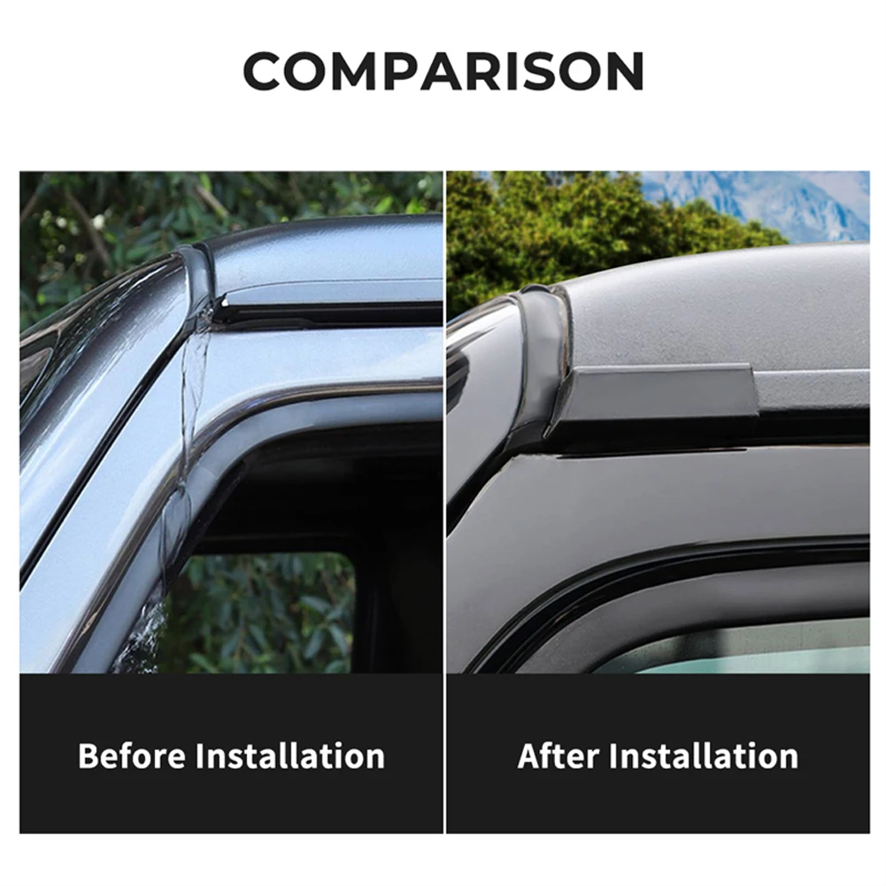 1-3Pair Rainwater Diversion Channel Upgraded Black Drainage Extensions Exterior Accessory For Jeep Wrangler JT2020 +