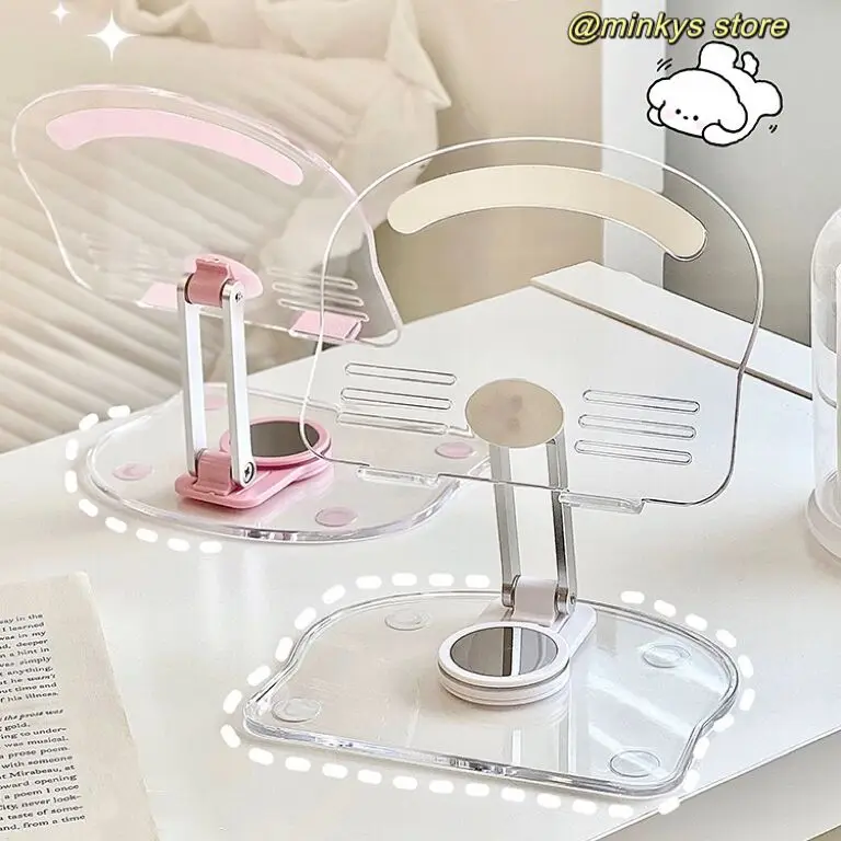 Minkys-suporte Portátil Dobrável para Ipad Kawaii Rotação de 360 Graus Suporte Ajustável do Telefone Tablet pc