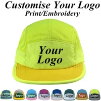 Custom Logo Fluorescent Baseball Caps For Men Women Quick Dry Flat Brim 5 Panel Snapback Hats Adjustable Hip Hop Skateboard Cap 1