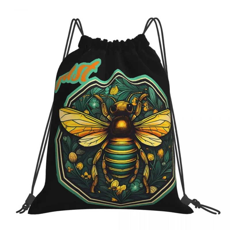 

Honey, Protect The Bee Backpacks Portable Drawstring Bags Drawstring Bundle Pocket Sports Bag Book Bags For Man Woman School