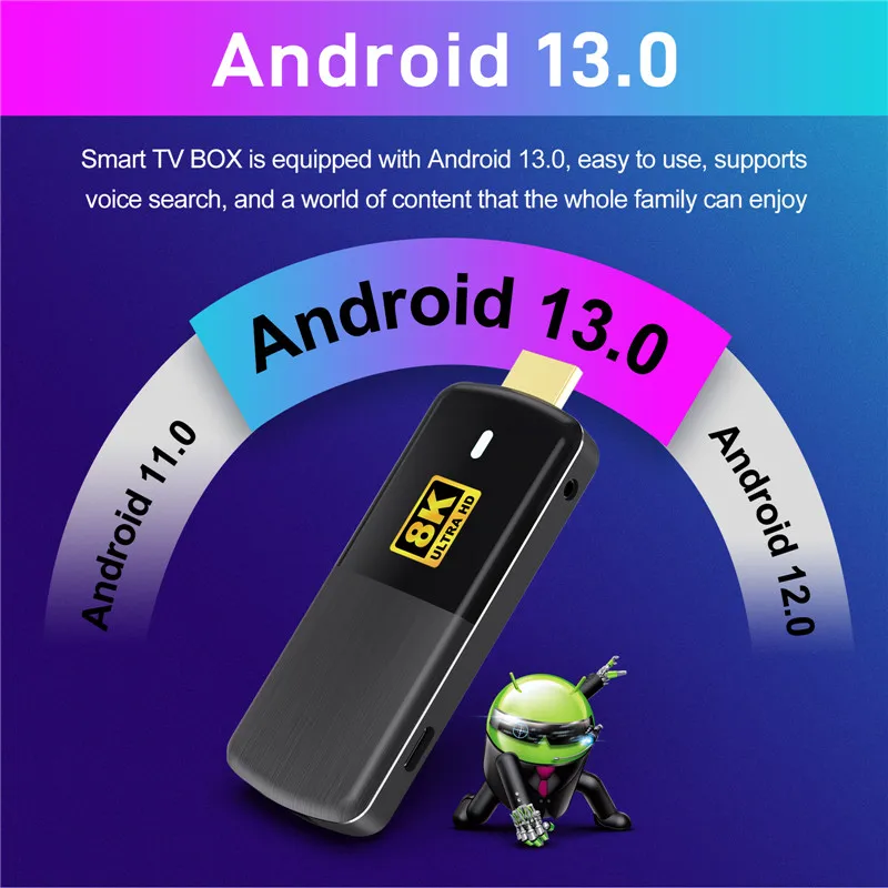 Max m3 Smart tv Stick Android 13 Rk3528 8k Wifi 2.4g Controle de Voz bt Media Player Mini Dongle de tv para Ios Android H96 - Image 4