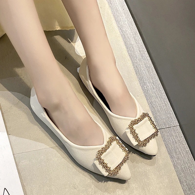 

Summer Women Fashion Boat Shoes Women Pointed Toe Office Ladies Flat Footwear Elegant Women's Flats Size 43 Zapatos De Mujer