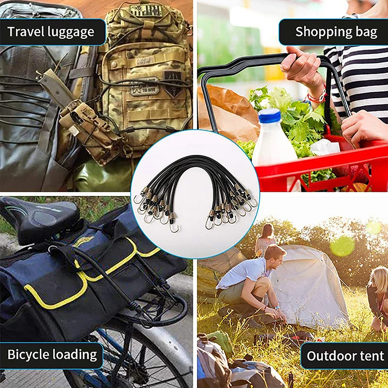 30cm Heavy Duty Luggage Straps Rope Hooks Elastic Bungee Cord for Outdoor