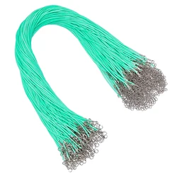 Vibrant Multicolor Waxed Leather Cord Necklace Set - 15 - Piece DIY Jewelry Accessory Collection - 45cm (Light green)