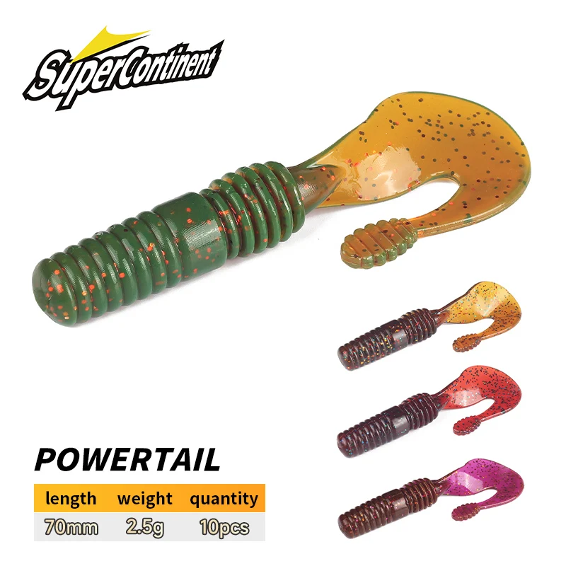 Supercontinent Weichköder Grub Worm Power Tail 7cm Grub Schraubgewinde Wobbler Swimbait für Barsch und Forelle