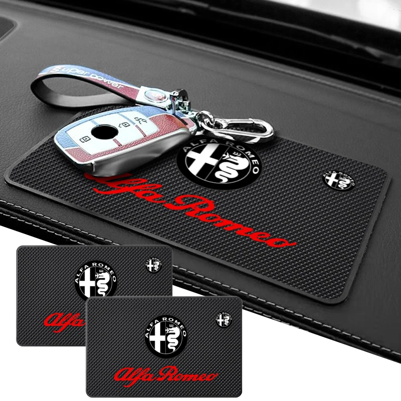 Car Silicone Non-Slip Mat Interior Console Emblem Badge Anti-Slip Pad For Alfa Romeo 147 159 156 Giulietta Giulia Mito Spider car non slip mat non slip mat car dashboard mat non slip dash mat silicone anti slip pad silicone anti skid pad