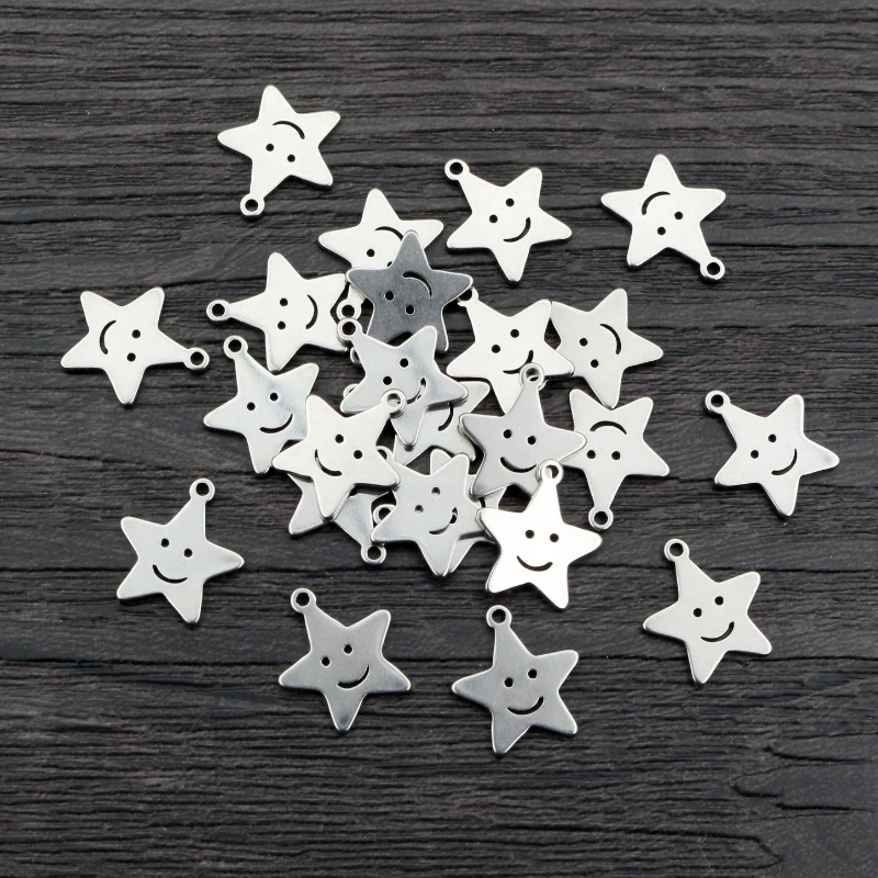 30pcs 12x11mm Kein Verblassen 316 Edelstahl Lächeln Sterne Nette Charms Anhänger für DIY Halskette Armband handwerk Schmuck, Die Entdeckungen