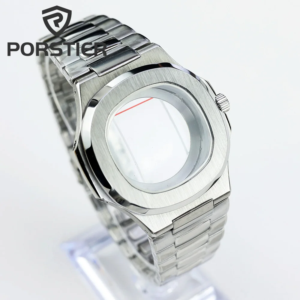 

40mm Watch Cases Watchband Parts Sapphire Glass Waterproof For Modified Nautilus Seiko nh34 nh35 nh36,38 Movement 29.8mm Dial