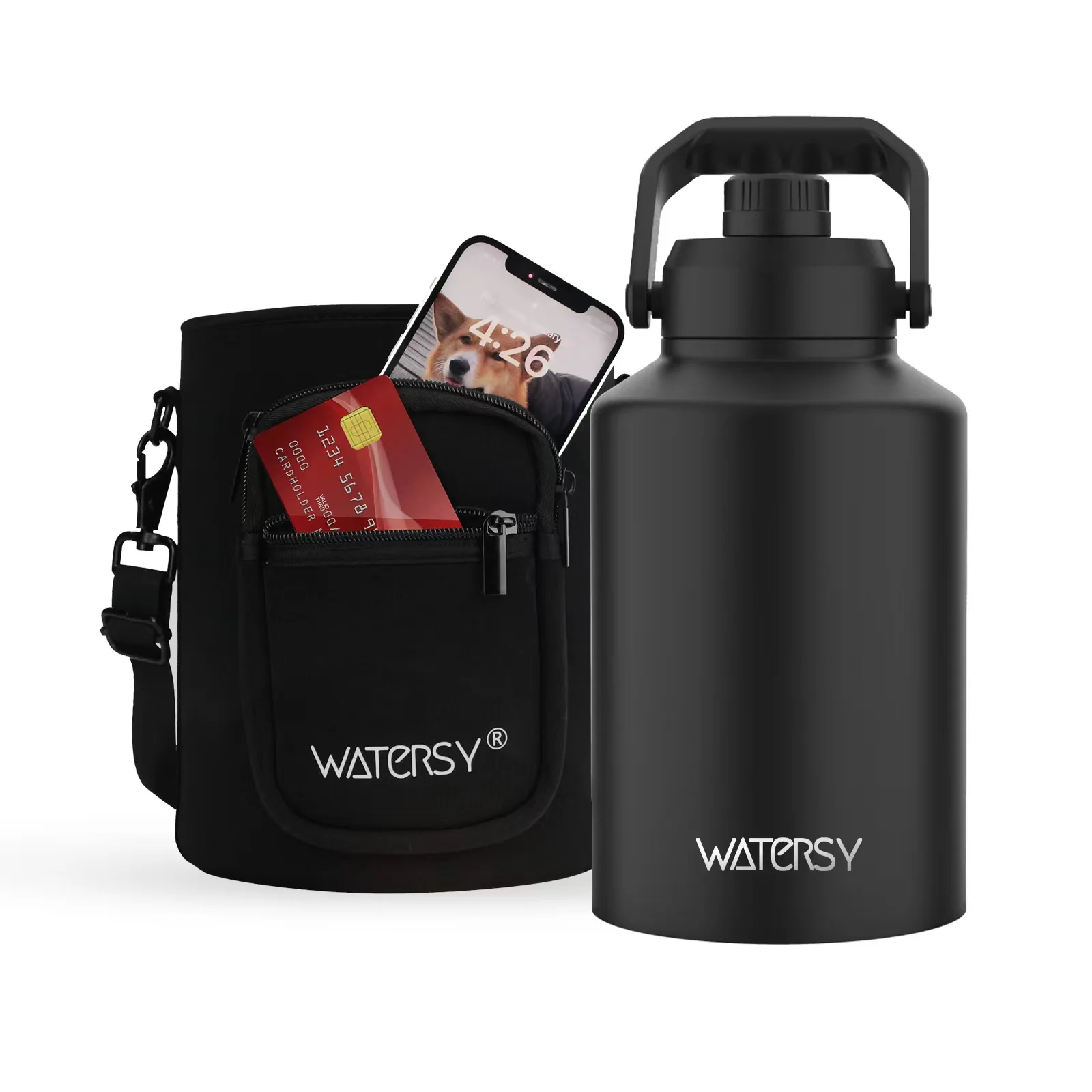 Watersy 68オンス/128オンス ステンレススチール製ウォーター
