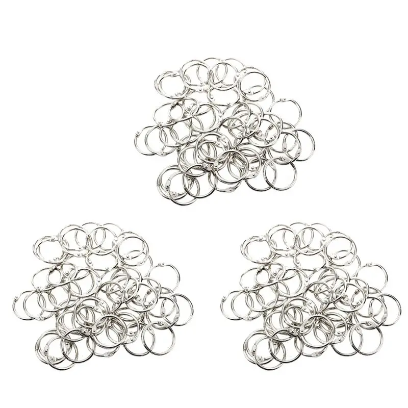 150개 스테이플 북 바인더 30mm 외경 루즈 리프 링 키체인