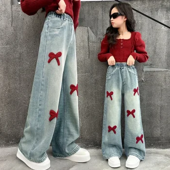 Girls Bow Denim Jeans 1