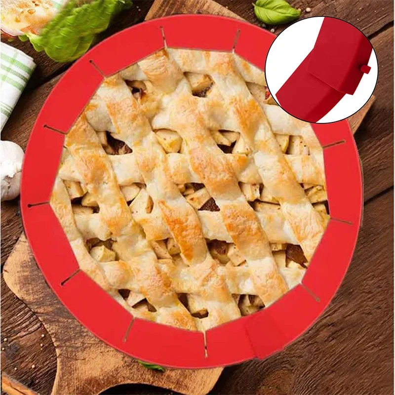 Hot new Adjustable Pie Crust Shield Reusable Silicone Pie Protectors Bake Crust Protector Cover Pizza Baking Kitchen Tools