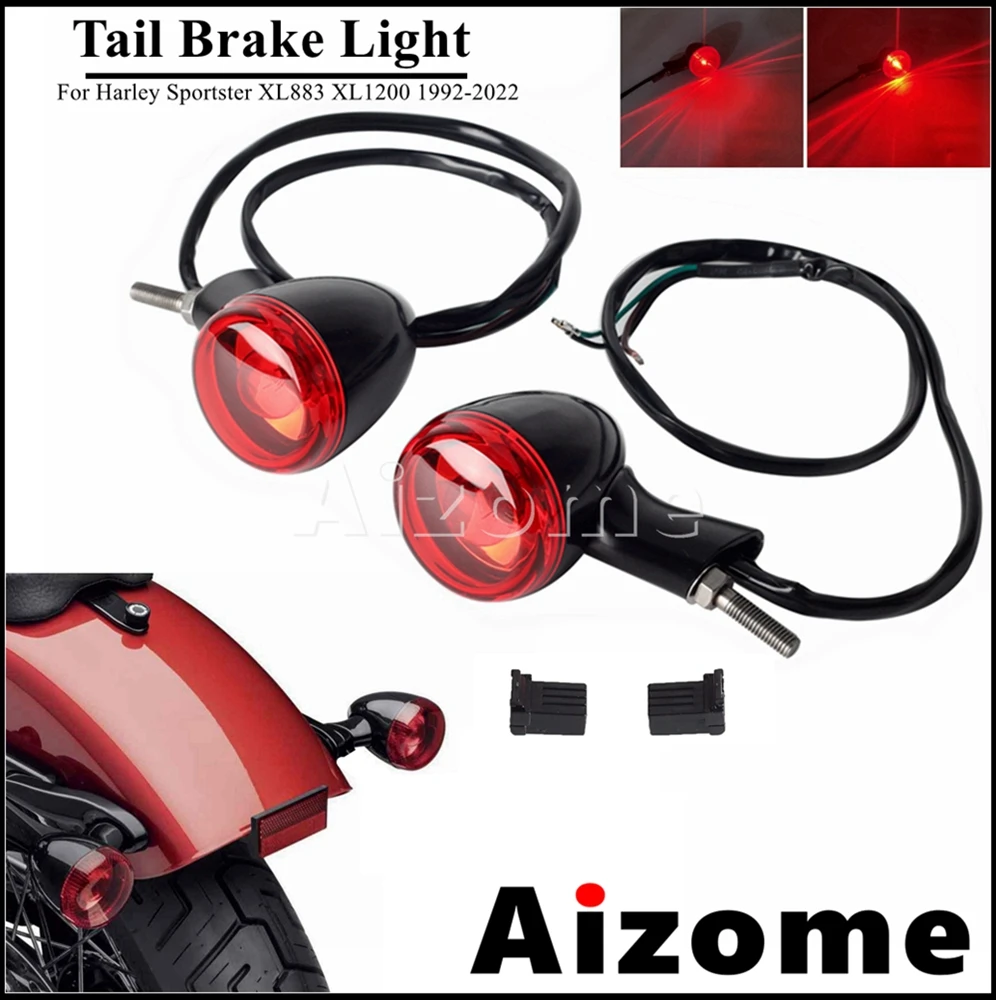 

Motorcycle Rear Lamp 21W/5W Blub Black Red Lens Bullet Tail Brake Light For Harley Sportster XL883 XL1200 XL 1200 883 1992-2022