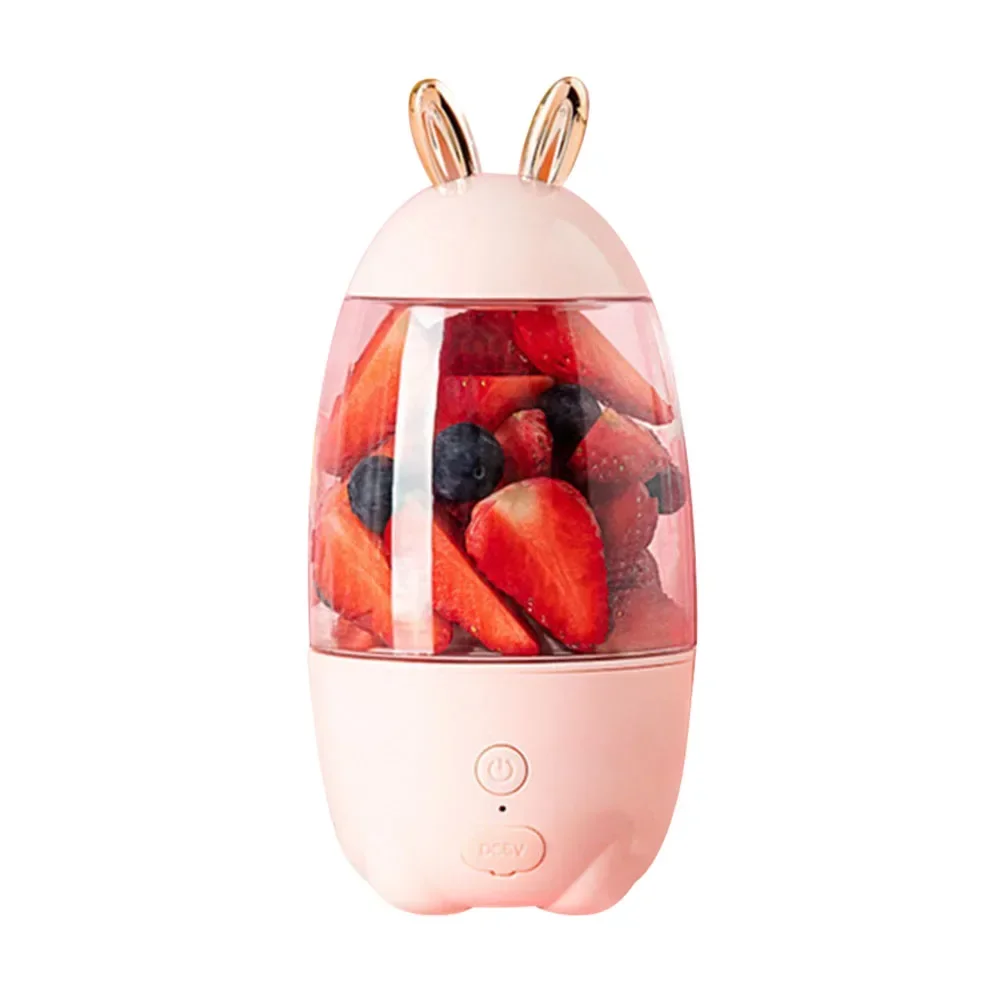 휴대용 미니 크기 과일 과즙기, 휴대용 USB 충전식 과즙기 컵, 가정용 과일 블렌더 믹서, 사랑스러운 토끼