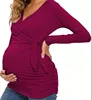 Maternity Wear T-shirt Shirt Maternity Wear Spring and Autumn Tops Breastfeeding V-neck Sexy Tops Pregnant Women Breastfeeding 5