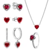 Original 925 Sterling Silver Zircon Pink Shining Bow Set Ring Earrings Bracelets Necklace Original DIY Women Fine Jewelry Gift 4