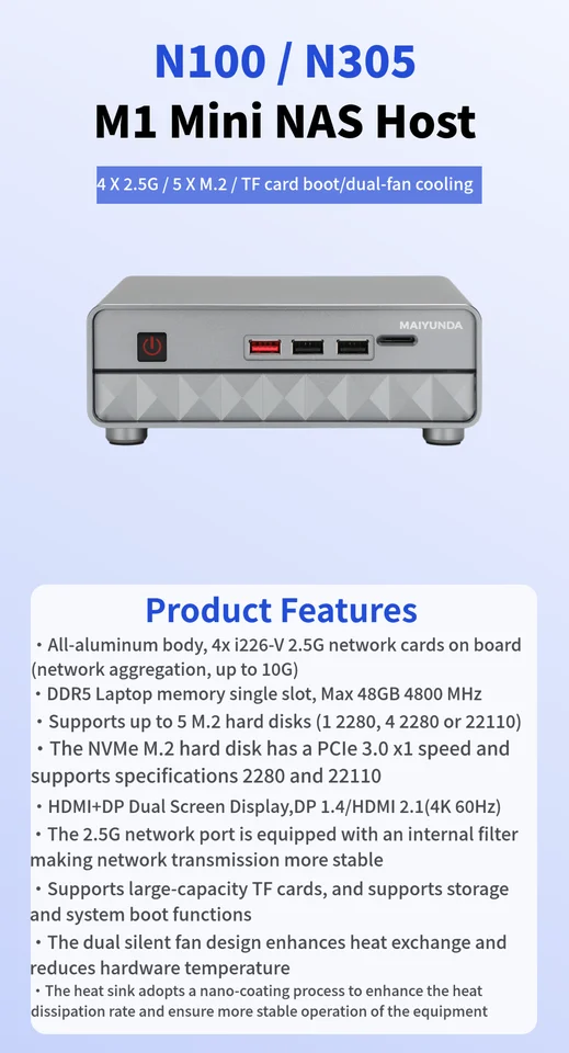 SZBOX M1 MINI Plus Alder Lake N100/i3-N305 NAS Host Soft Router