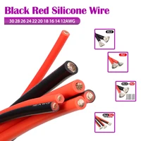 Fil de Silicone souple 1-10M, câble noir rouge à 2 broches 30 28 26 24 22 20 18 16 14 12awg, panneau solaire, batterie de voiture, fil de cuivre étamé 1