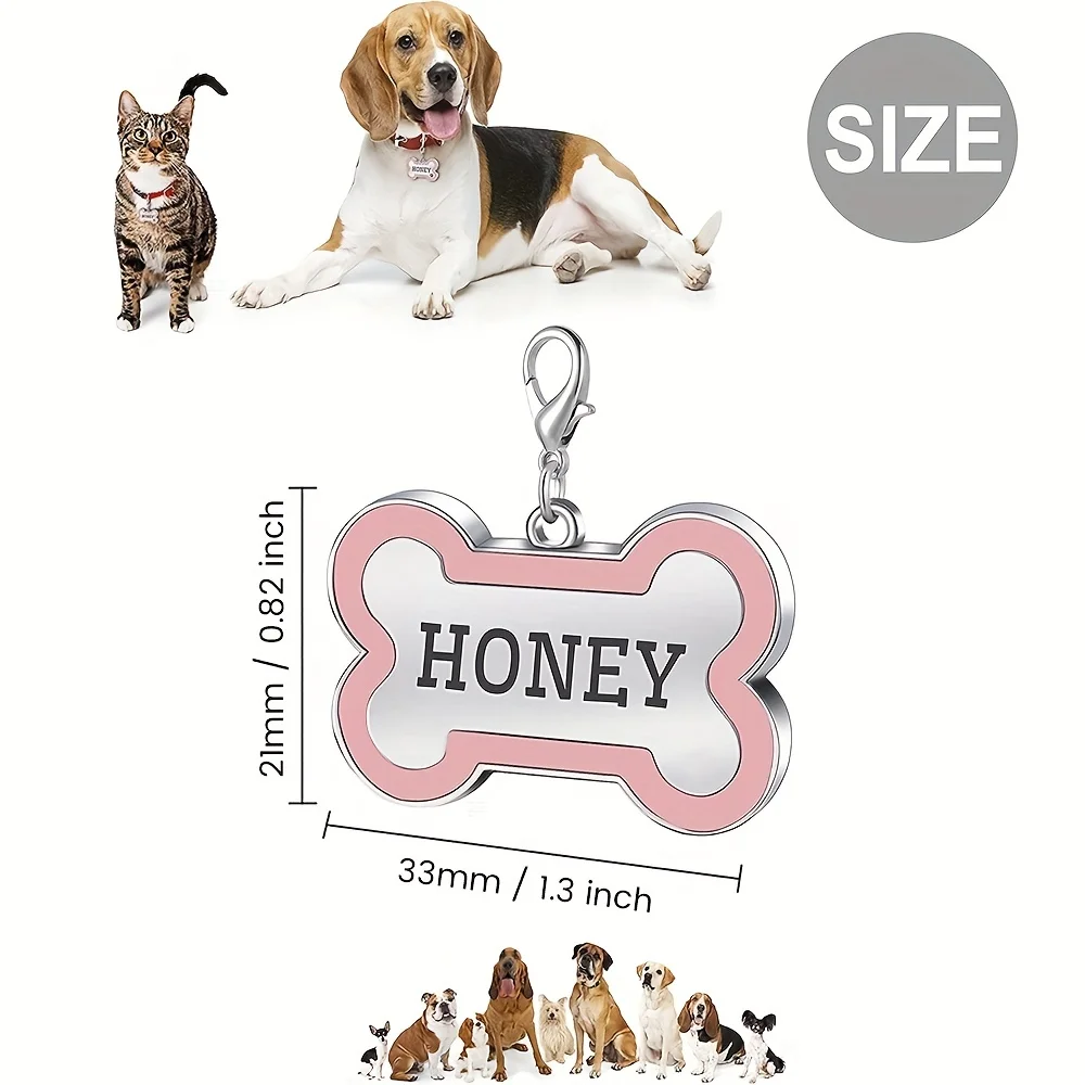 Custom Engraved Bone-Shaped Pet ID Tag – Durable Zinc Alloy 6
