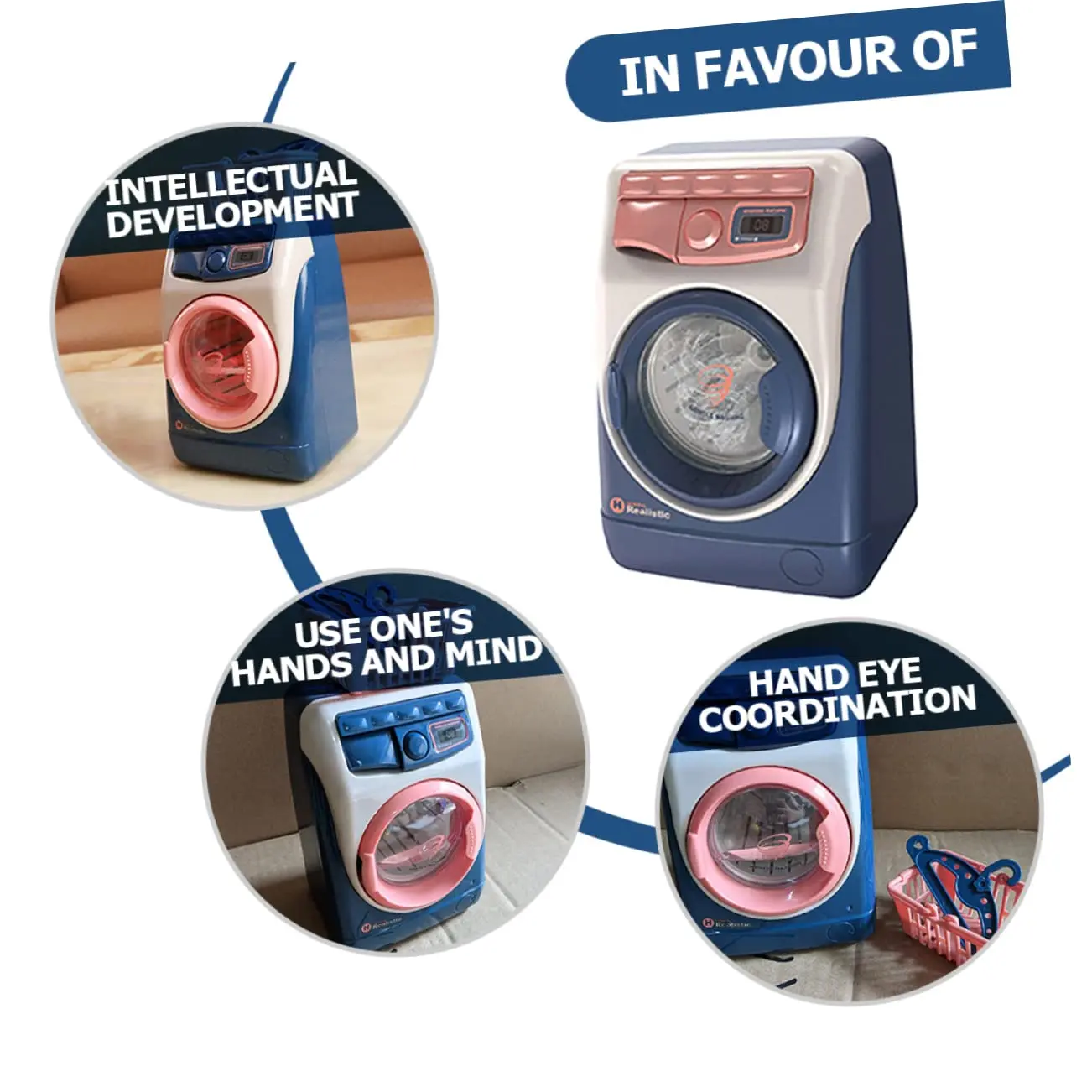 Kids Mini Washing Machine Toy with Rotatable Drum,Water Adding,Music & Light &ndash; Pretend Play Educational Dollhouse Appliance Gift