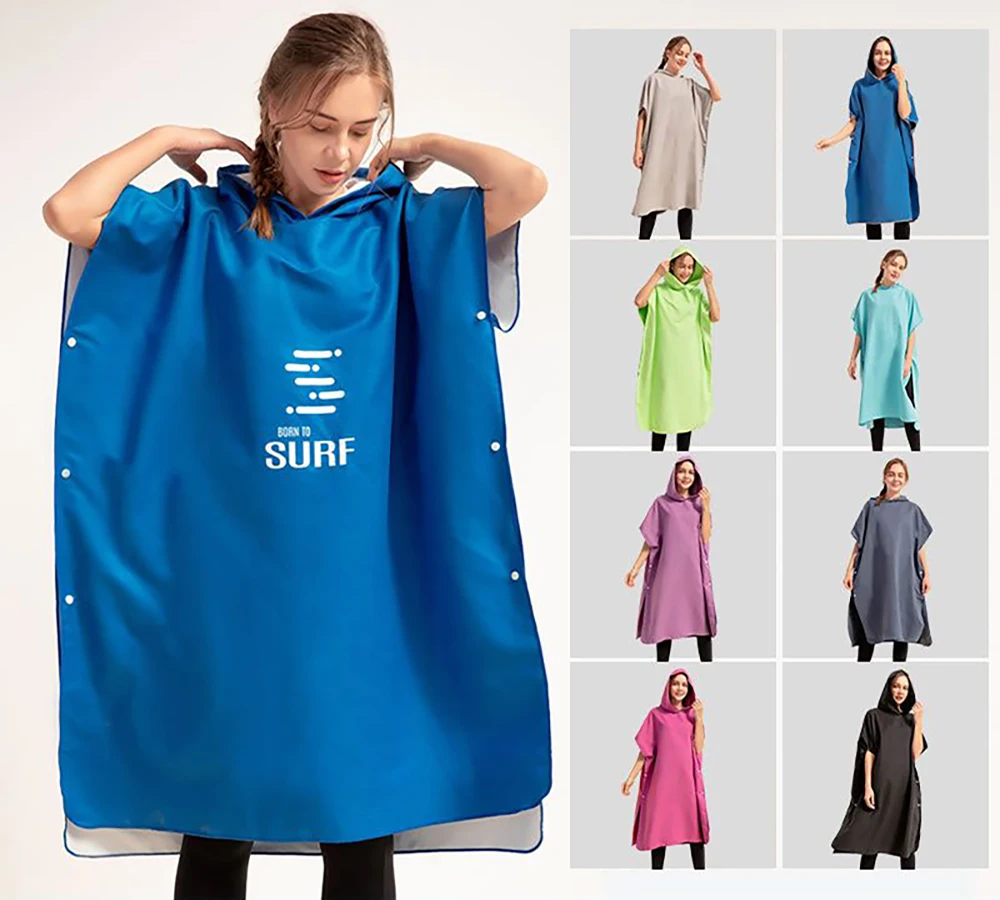 

Absorbent Quick-Drying Microfiber Beach Towel Diving Surfing Can Wear Cape Bath Towel Hooded Beach Swimming Changing Bathrobe