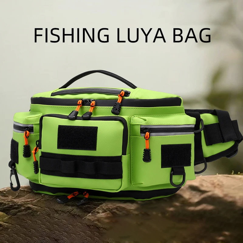 Sac banane pêche multi-poches grand format pour leurres et accessoires de pêche sportive extérieure