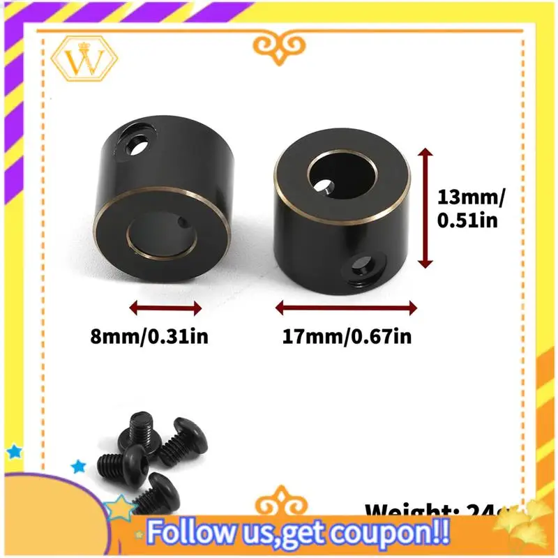 For 1/10 Simulation Model Car Parts Axial SCX10PRO Rear Axle Shaft Cup AXI03028 Frame Brass 1 Pair