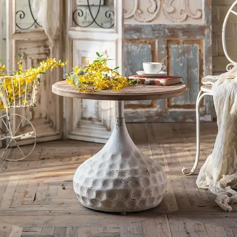 طاولة قهوة مستديرة بتصميم أمريكي قديم، طراز ريفي،...