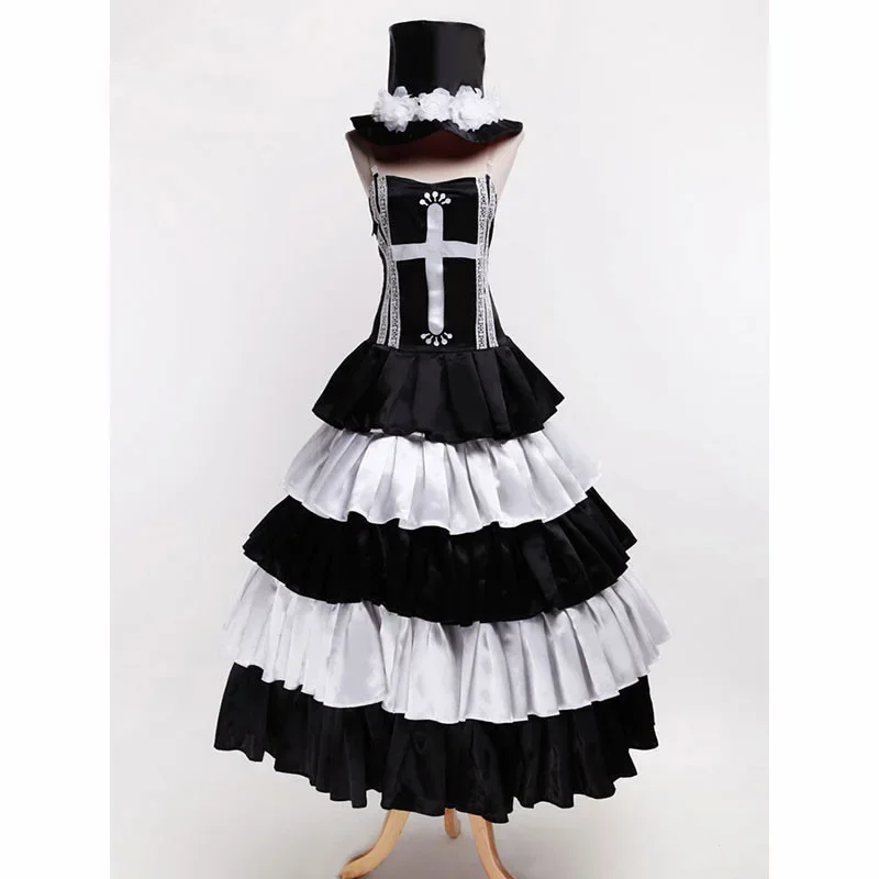 One Piece-Inspired Perona Gothic Lolita Cosplay Costume for Women with Skull Hat and Parasol