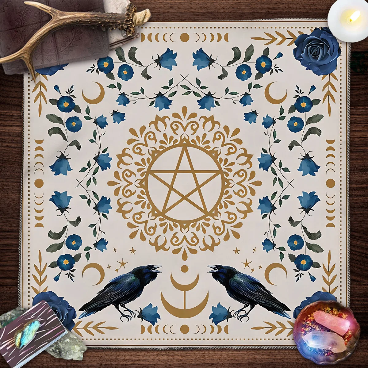 

Altar Cloth Sun Moon Flower Tarot Spread Cloth Tarot Reading Tarot Mat Witchy Cottagecore Decor Witchy Gifts Board Game Card