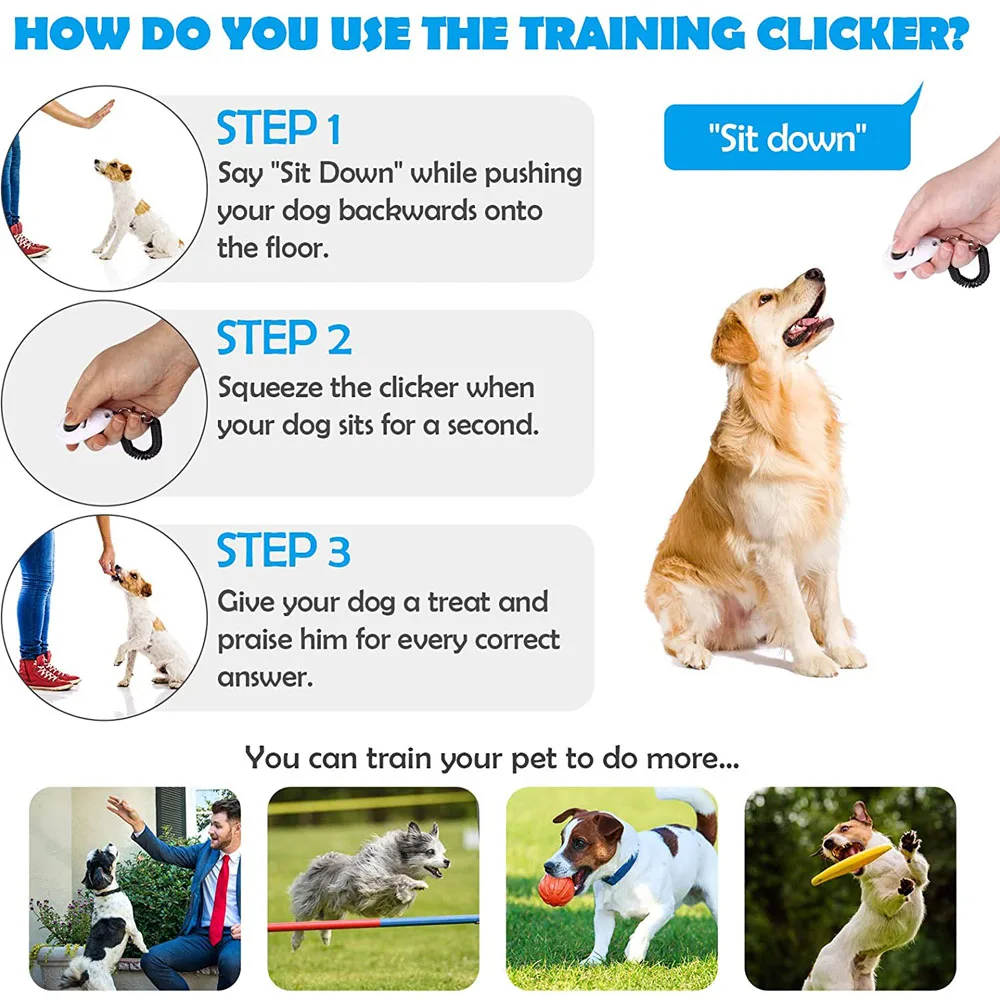 Dog Training Clicker 2/Pack with Adjustable Wrist Strap for Cats Puppy Birds Horses