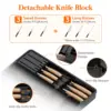 Silverware Drawer Organizer Expandable Utensil Tray with Removable Knife Block Utensil Storage Trays for Knives and Forks 3