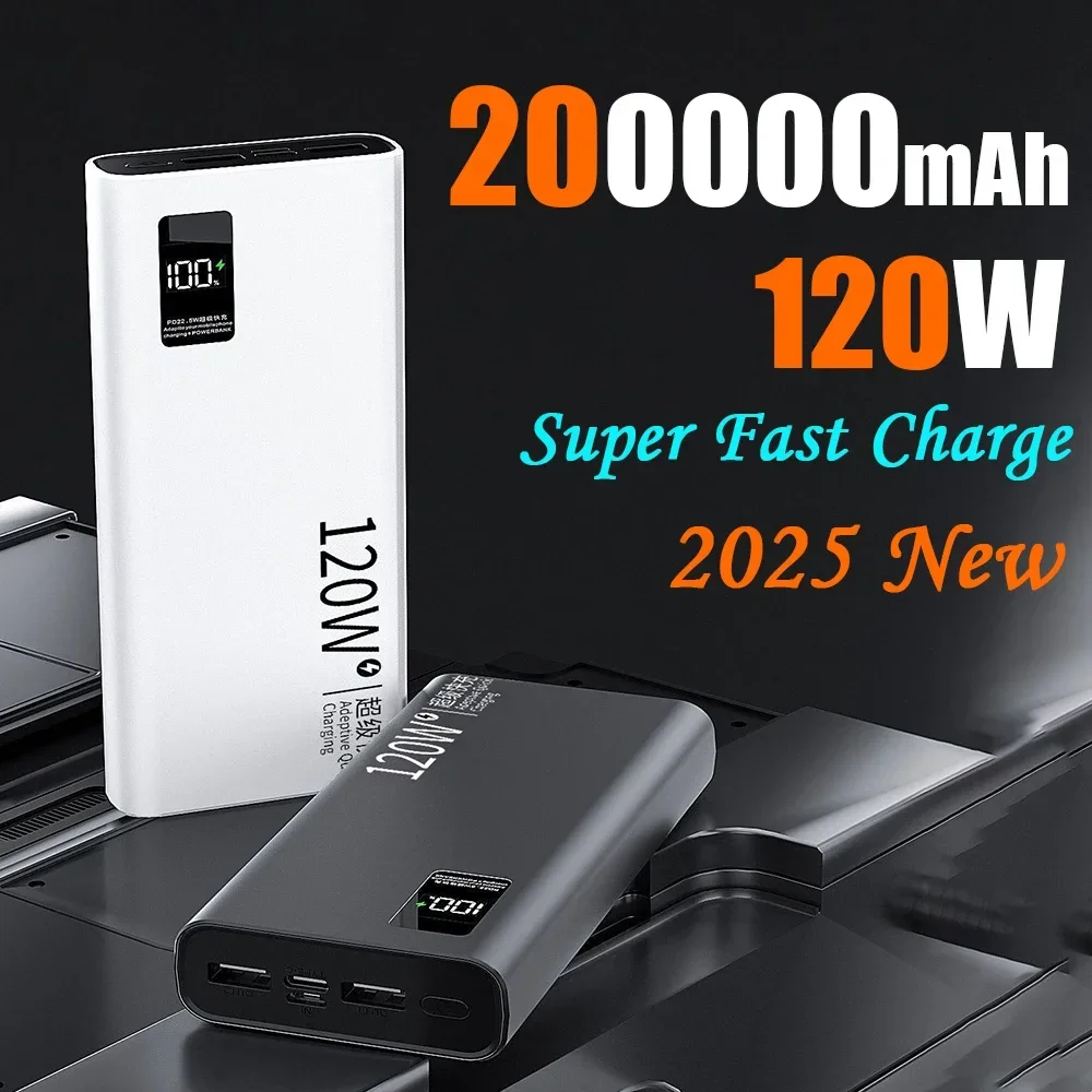 200000mAh 대용량 초고속 충전 파워뱅크 디지털 디스플레이 휴대용 모바일 전원 공급 장치 모든 휴대폰용