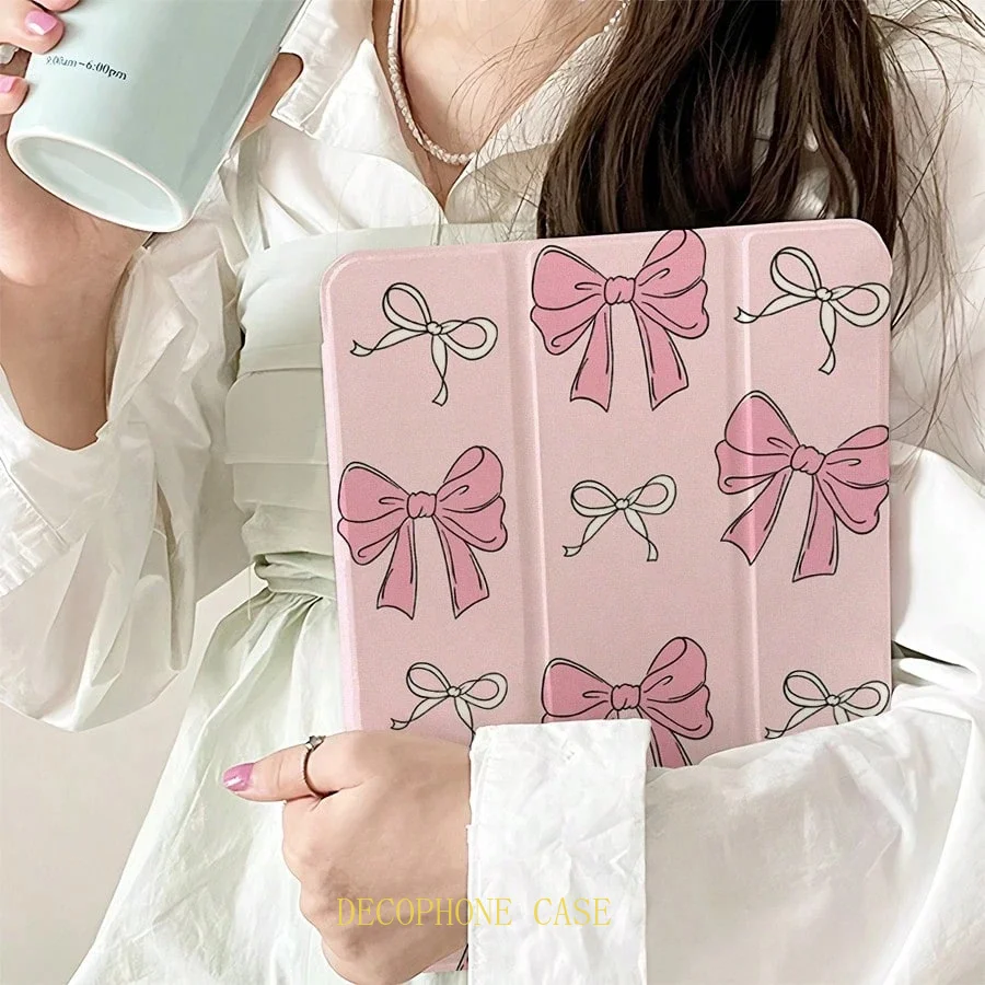 Pink Bowknot Tri-Fold Tablet Case
