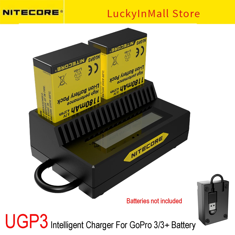 

Nitecore UGP3 Intelligent Charger USB Quick Charging for HERO3/3+ Batteries LCD Display USB DC 5V Outdoor Travel Power Adapter
