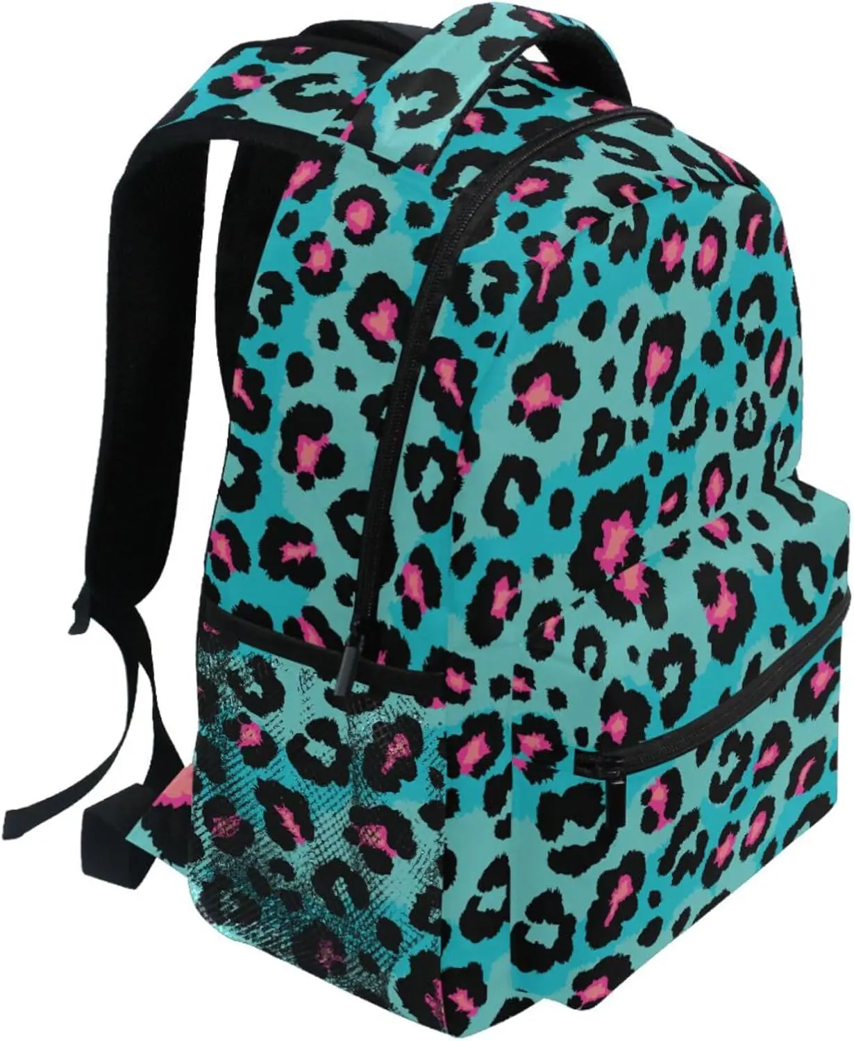 School Start Best Seller! Blue Leopard Print Backpack, Trendy Animal Pattern, Stylish Bag for Bold Style Fans 6