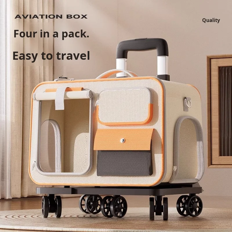 4042-f17708.jpg Portable Cat and Dog Travel Carrier Oxford Canvas Pet Backpack Stroller Space Capsule Suitcase for Pets