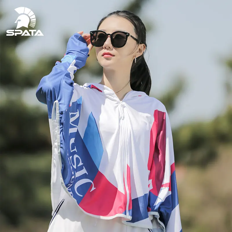 SPATA New Women Sunscreen Cloak Anti-UV Sun Protection Moisture-Wicking Breathable Quick -Dry Outdoor Female Fishing Shirt