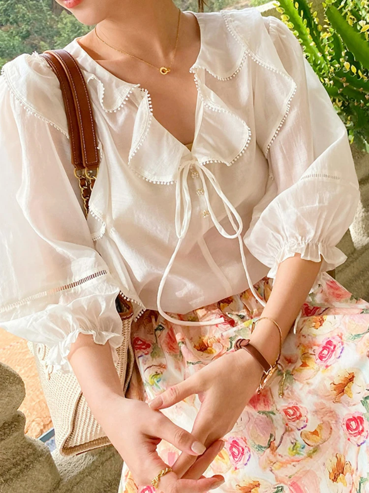 

Элегантная Прозрачная Сексуальная шикарная блузка GypsyLady, кружевная Лоскутная рубашка Lyocell, бежевая Женская фотография, женские топы