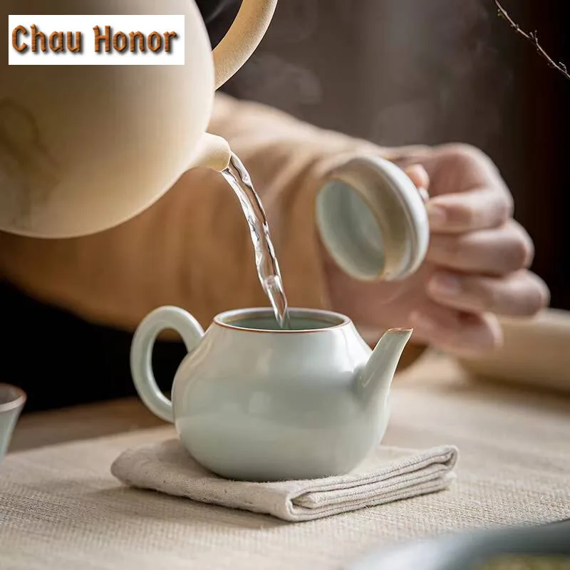 110ml Boutique Ru Kiln Pear Shaped Ceramics Teapots Handmade Household Ball Hole Filtration Small Tea Pot Tea Ceremony Drinkware