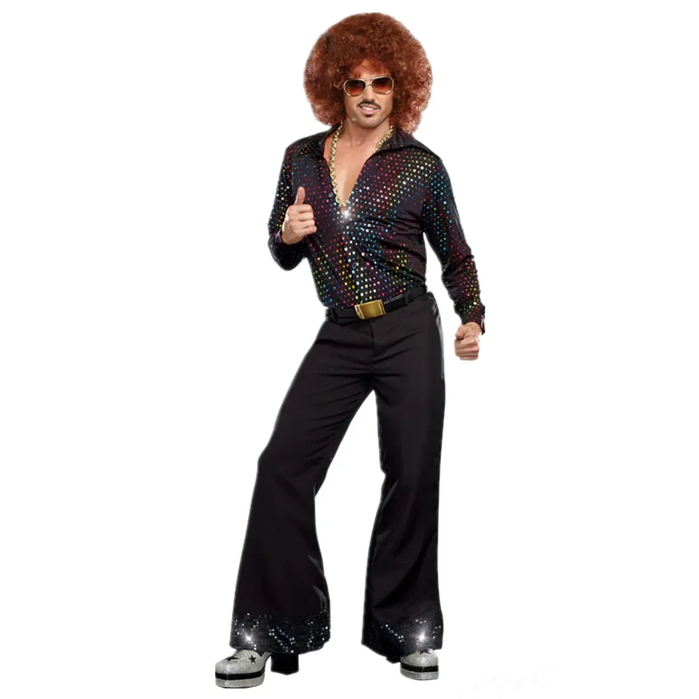 Adult Men 70s 80s Hippie Costume Retro Music Festival Disco Cosplay Party Halloween Fancy Dress