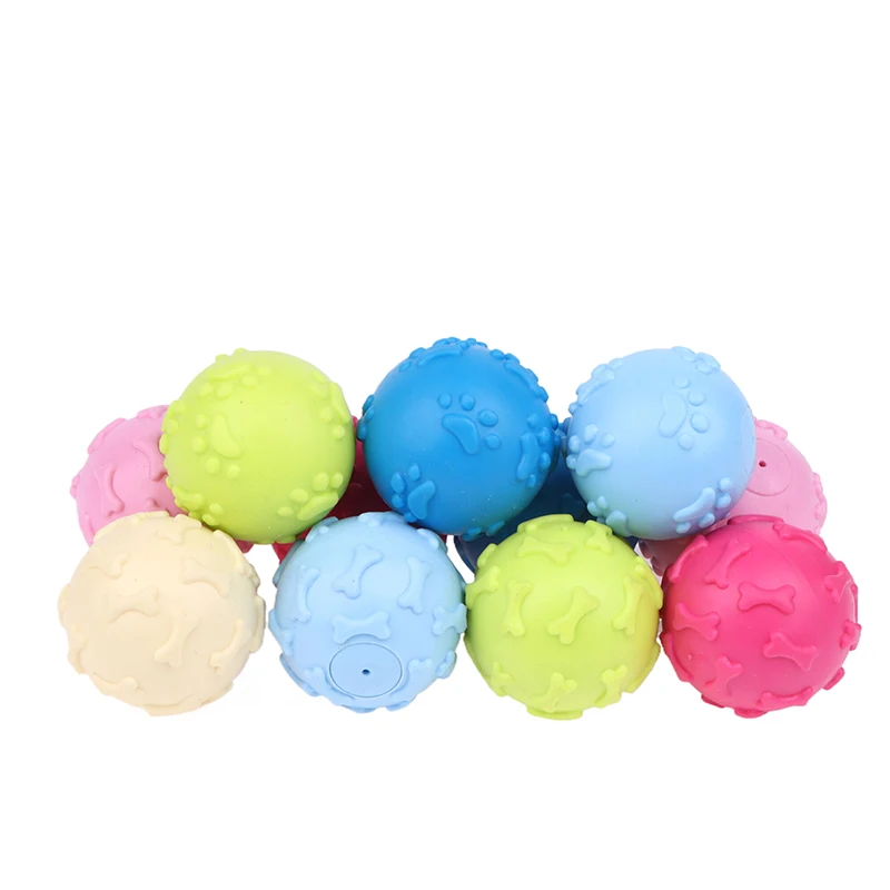 Interactive Cartoon Paw Print Dog Toy Ball, Squeaky & Chewable Rubber Material, Small Breed Pet Plaything Aids in Dental Health Sd9418764e8914c65b7450868c55dc100K