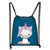 Cute Cartoon Unicorn Pony Print Drawstring Bag Boys Girls Storage Bags for Travel Kids Bookbag Women Party Bag Casual Backpack 2