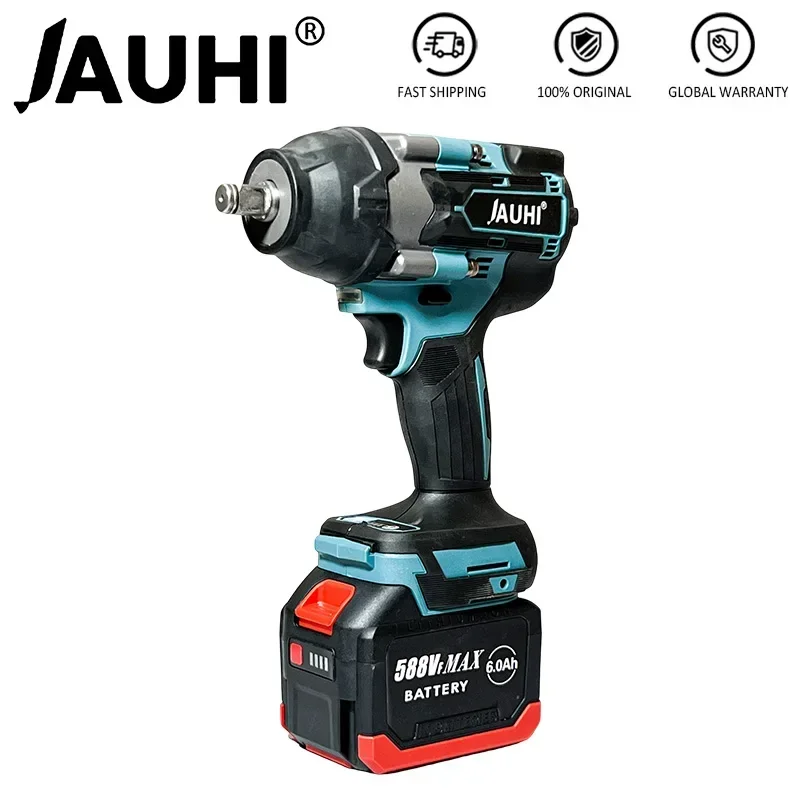 JAUHI 1800N.M Torque Brushless Electric Impact Wrench For Trucks 1/2 inch Cordless Wrench Driver Tool For Makita 18V Battery