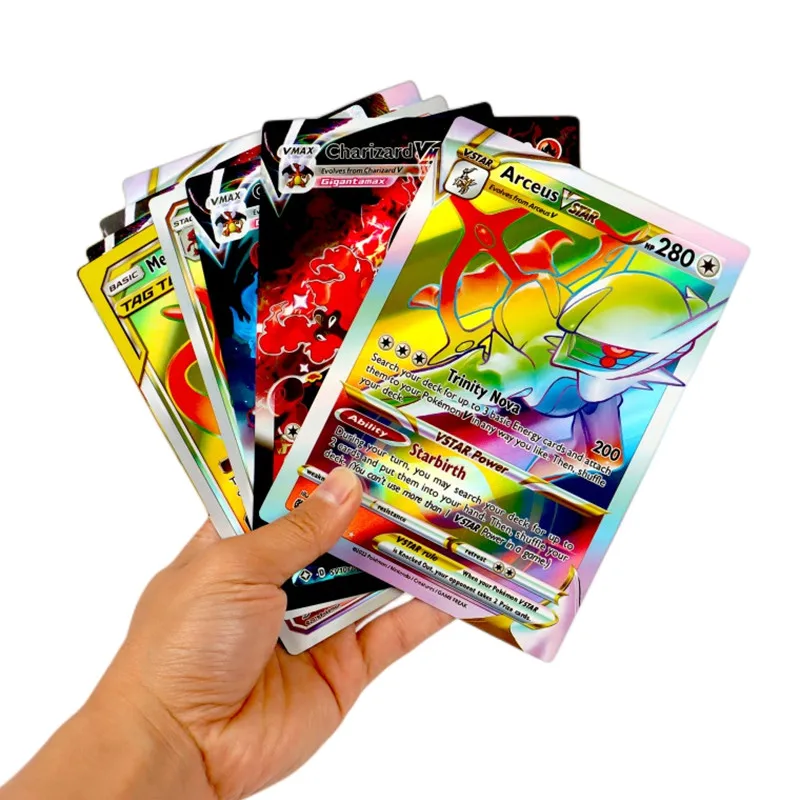 New 21x15cm Pokemon Cards English 30PCS Pikachu Rare Battle Game Card Shiny  Vstar Vmax GX Energy Card Collection Children Toy