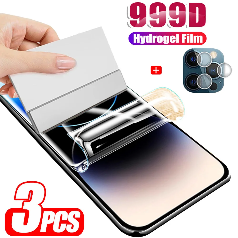 Pelicula Hidrogel For iphone 14 15 pro max Screen Protector iPhone14 Pro Hydrogel Film iPhone13 Water gel Front + Camera Film iPhon 13Pro 14Pro Protectores de Pantalla i phone 14 Plus 13 Mini hydro gel Phone Soft Glass