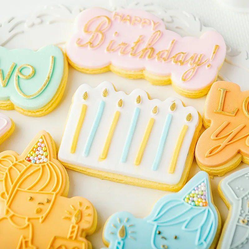 Cake Decoration Tool Cookie Press Stamp Embosser Cutter Acrylic Fondant Sugar Craft Pastry Mold cookie cutter baking mold cookie mould fondant cutter cookie maker press kit pastry cutter