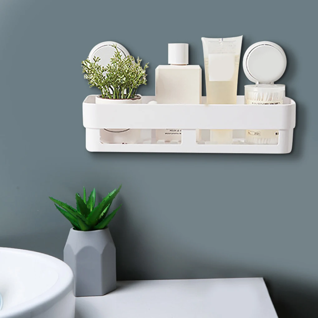 Single tier suction cup rack for bathroom