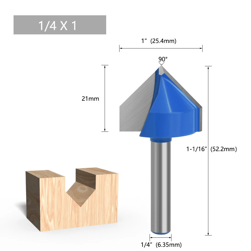 LAVIE 1 Stück 6mm 1/4 Zoll Schaft 90° V-Typ Nutfräser Gravur- und Nutwerkzeuge Fräser-Set Sicherheitsfräser MC09120S06 – Detail 17
