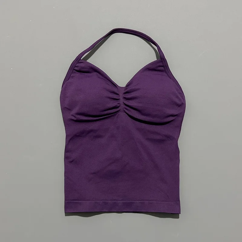 Women Yoga Vest - Longline Strappy Top | Breathable Fitness Tank Top Open Back Halter